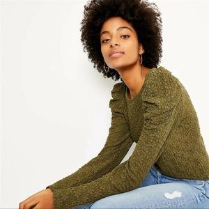 NWT LOFT LS Lace Top - Green Sz Med